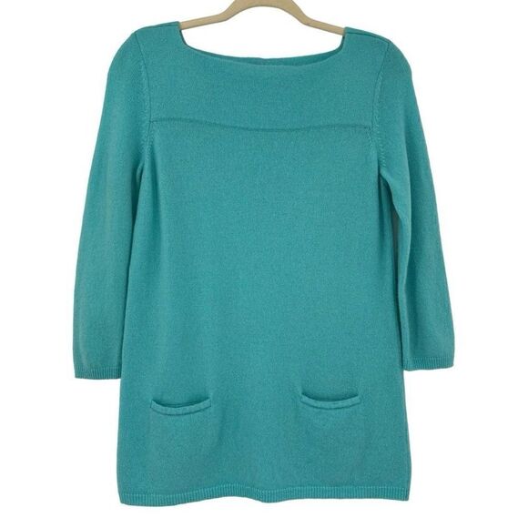 Peck & Peck 100% Pure Cashmere Boatneck Sweater Blue Medium - Picture 5 of 6
